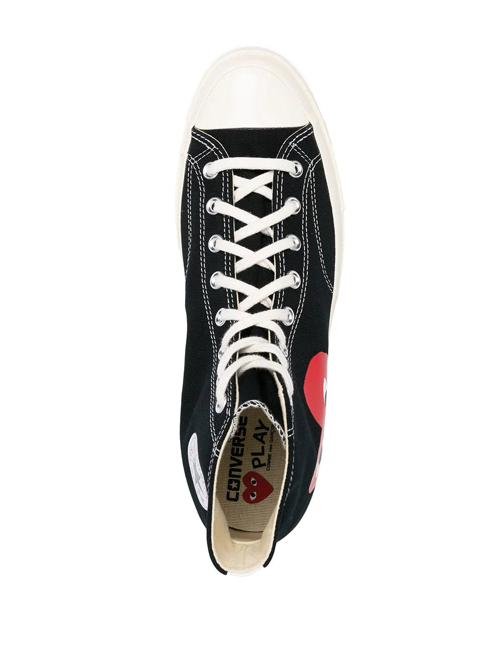 N373O Converse tenis altos de Comme Des Garçons Play x ConverseNegro corazones