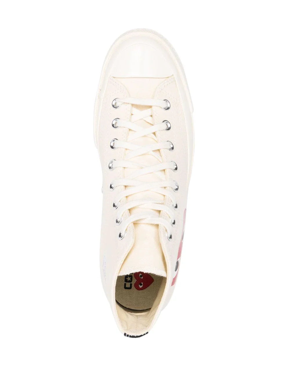 N373O tenis altos de Comme Des Garçons Play x Converse Marfil - Calzado de mujer y hombre