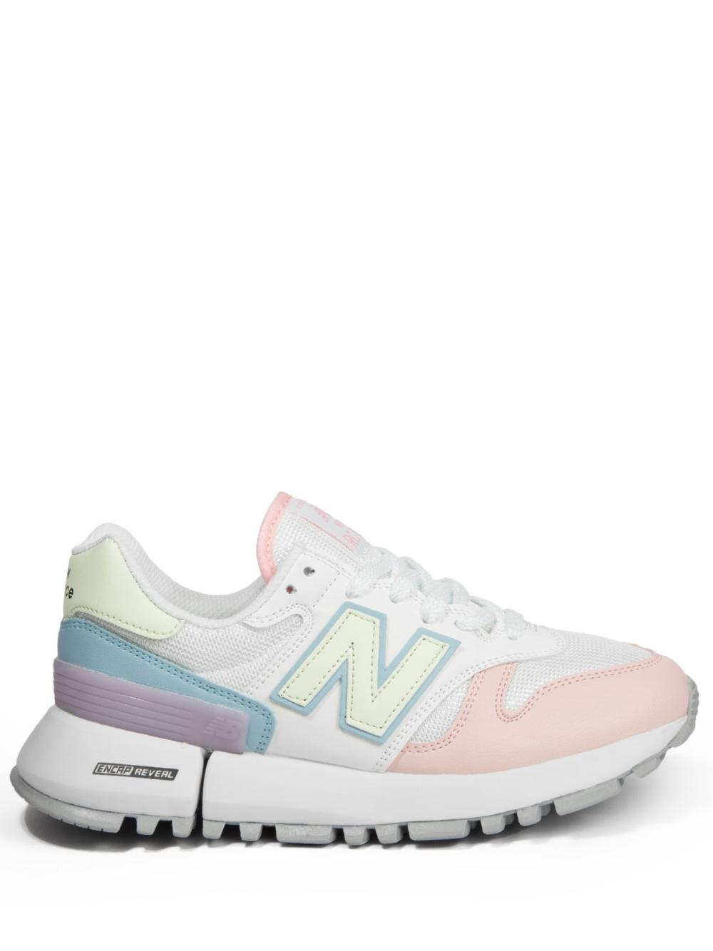 N372O New balance 574 tenis de mujer blanco rosa verde