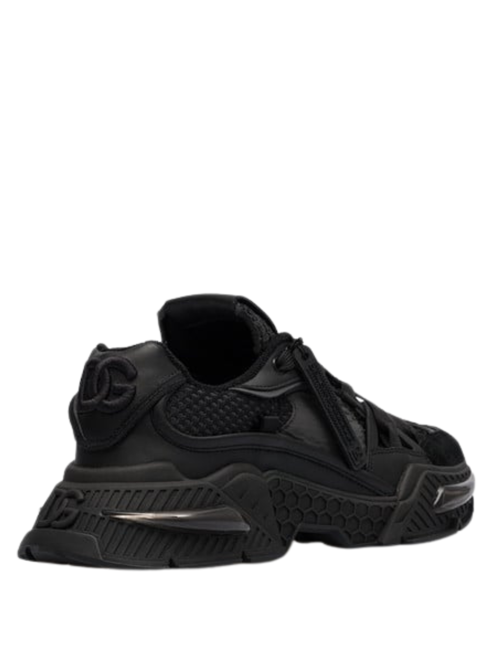 N373O DOLCE&GABBANA AIRMASTER LOGO COMBO SNEAKERS IN BLACK