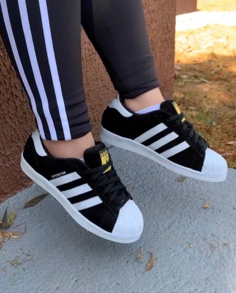 N370O SUPER STAR CONCHA NEGRO BLANCO GAMUZA - Calzado de mujer y hombre