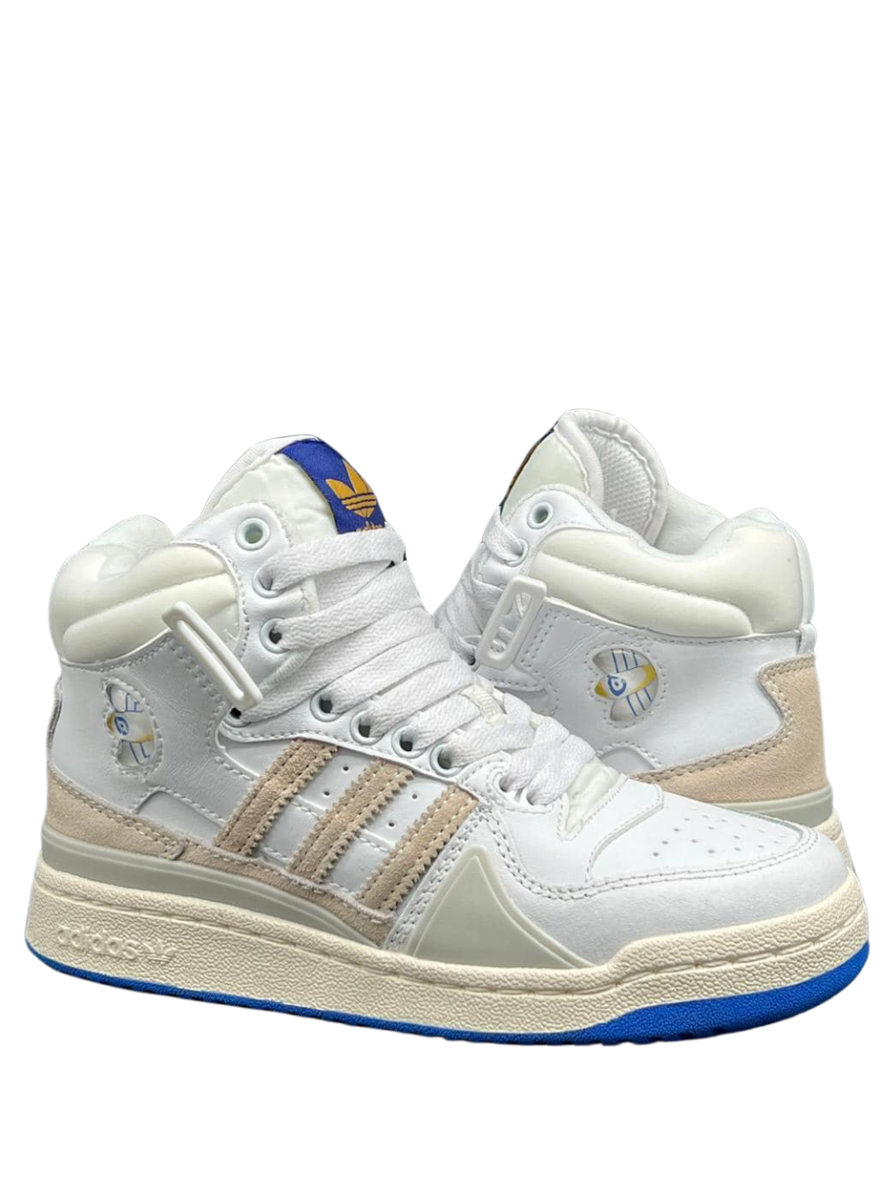 N372O Adidas forum bota blanco beige suela azul - Calzado de mujer y hombre