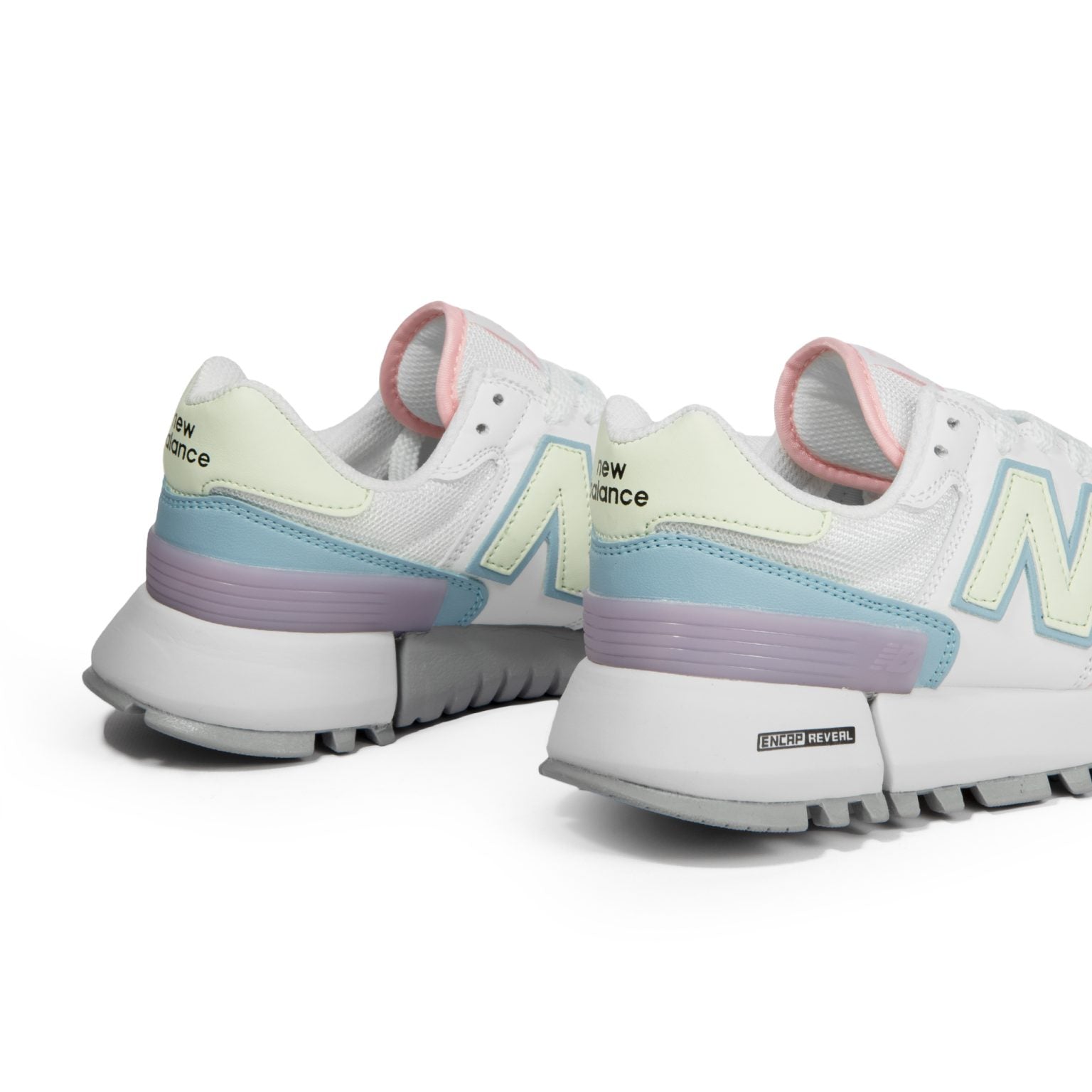 N372O New balance 574 tenis de mujer blanco rosa verde