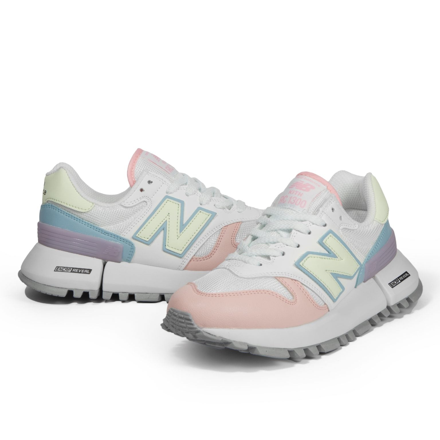 N372O New balance 574 tenis de mujer blanco rosa verde
