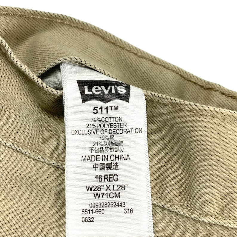 N374O Vintage Levi's 511 Slim Fit Boyfriend Jeans Beige hombre - Calzado de mujer y hombre