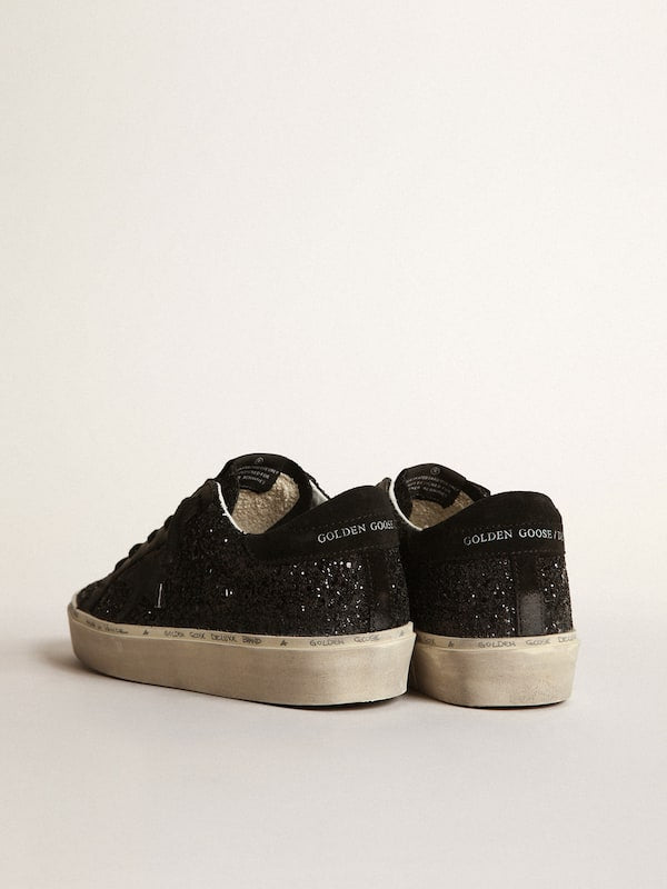 N374O Golden Gosse Super-Star de napa negra, estrella y refuerzo del talón de ante negro