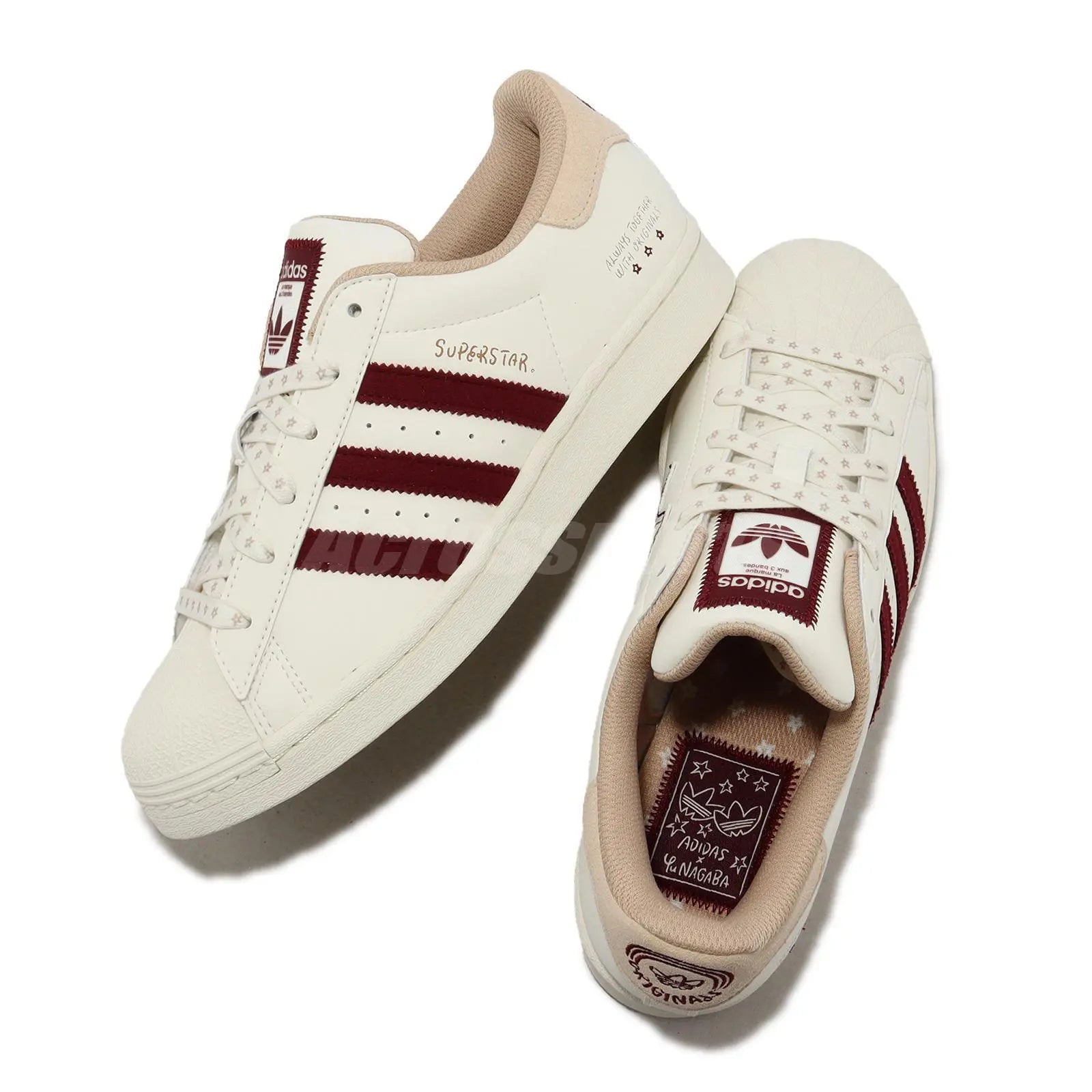 N372O Adidas Originals x YU NAGABA Superstar Blanco Borgoña BEIGE VINO