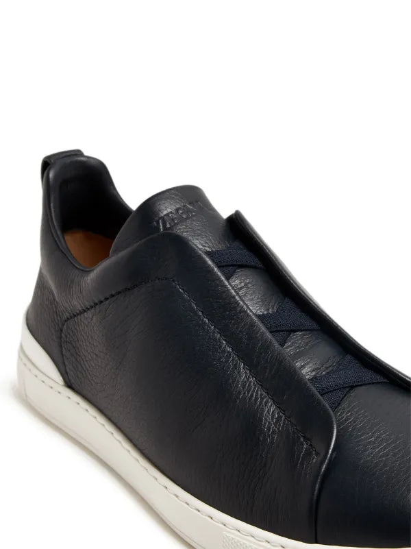 Zegna tenis bajos Triple Stitch negro blanco