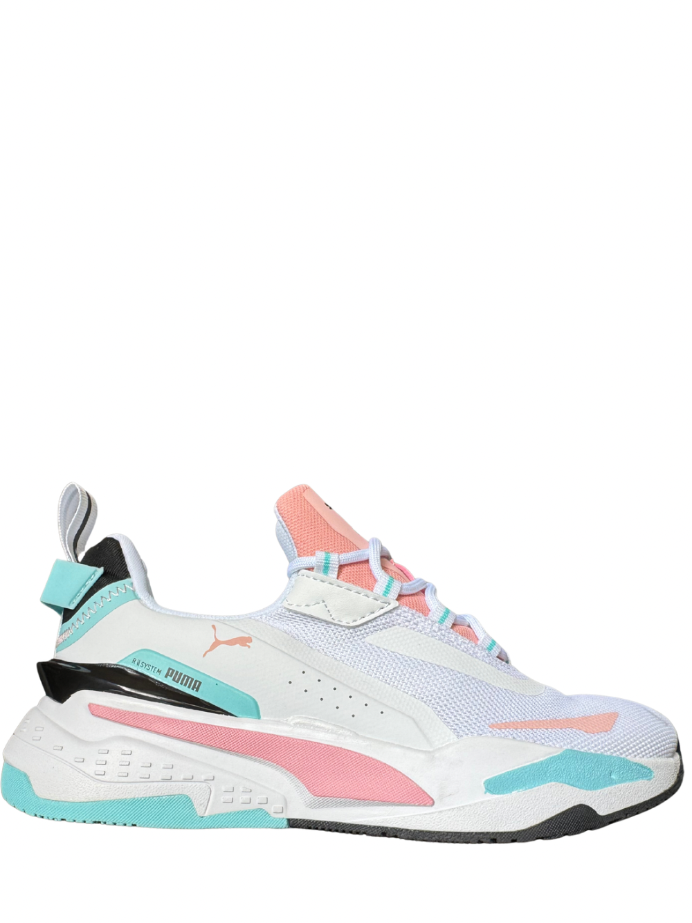 Tenis Puma Rs system de mujer blanco azul rosa