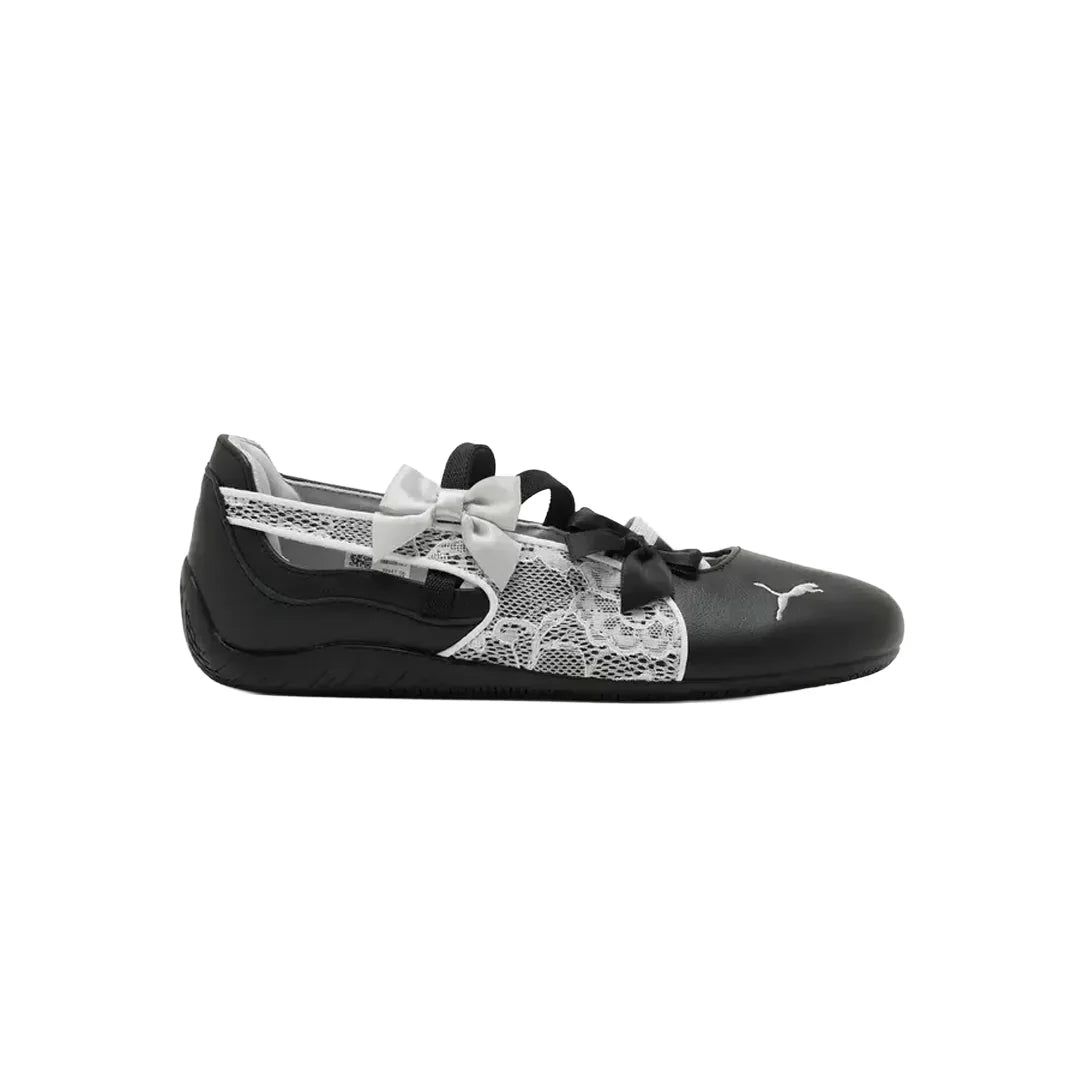 PUMA SPEEDCAT BALLET LACES BLACK WHITE WOMENS