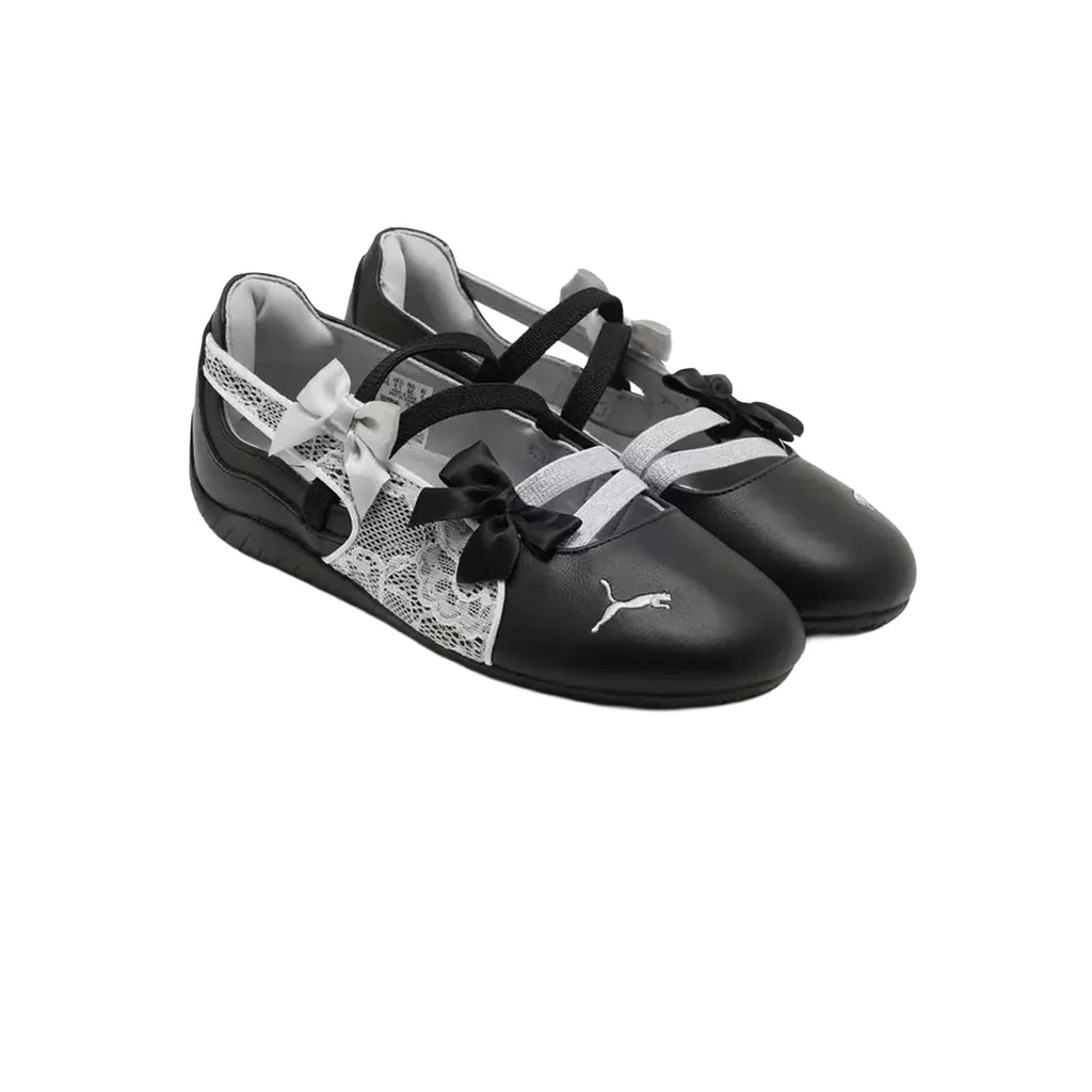 PUMA SPEEDCAT BALLET LACES BLACK WHITE WOMENS
