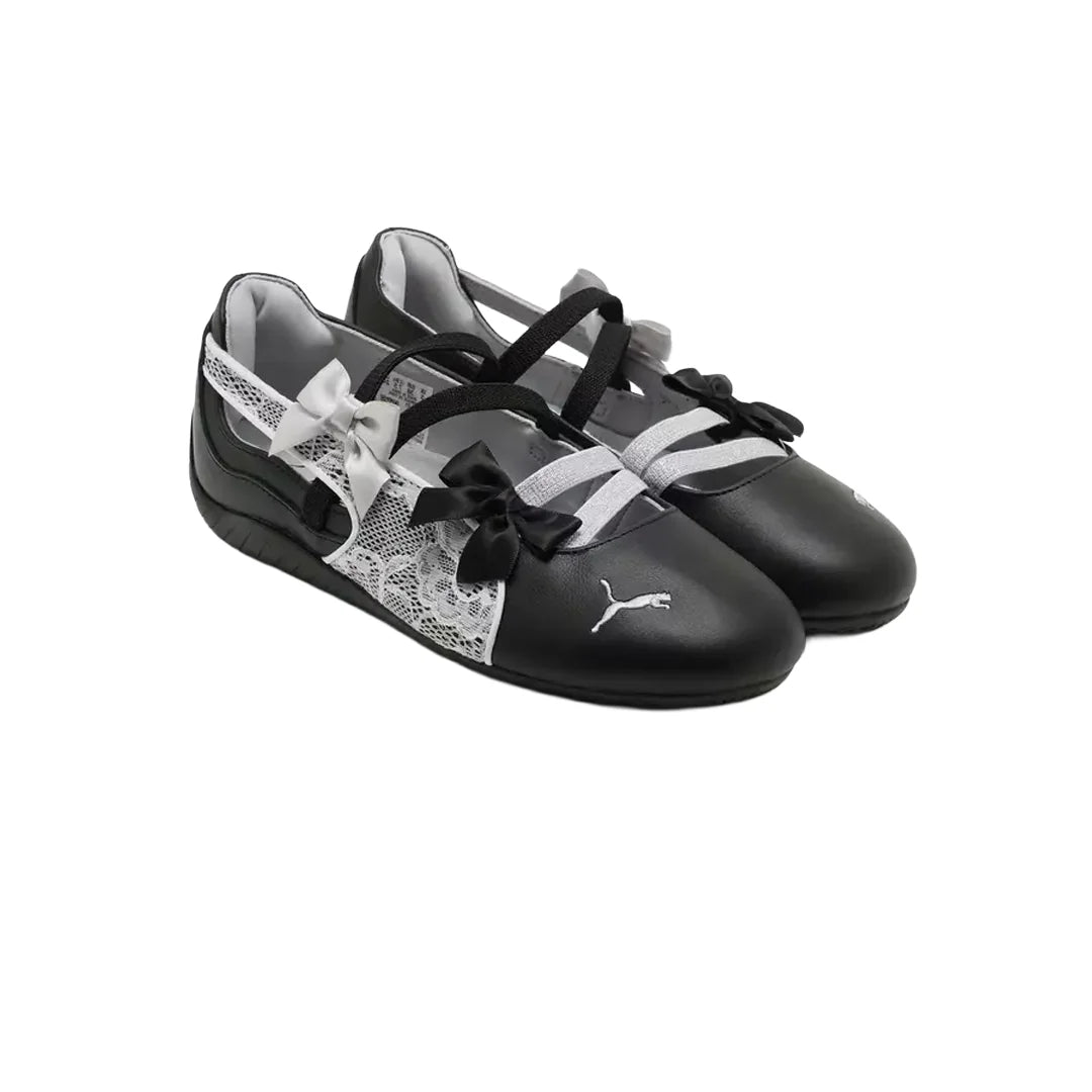 PUMA SPEEDCAT BALLET LACES BLACK WHITE WOMENS