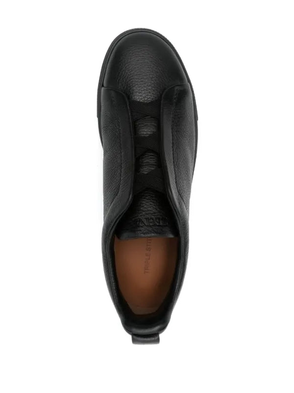 ZEGNA Tenis Triple Stitch Hombre Negro Piel - Calzado de mujer y hombre