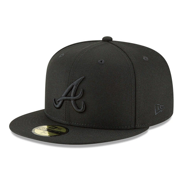 Gorra SnapBack New Era Atlanta Braves Black On Black 59FIFTY Cerrada