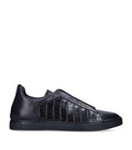Zegna tenis bajos Triple Stitch negro total cocodrilo - Calzado de mujer y hombre