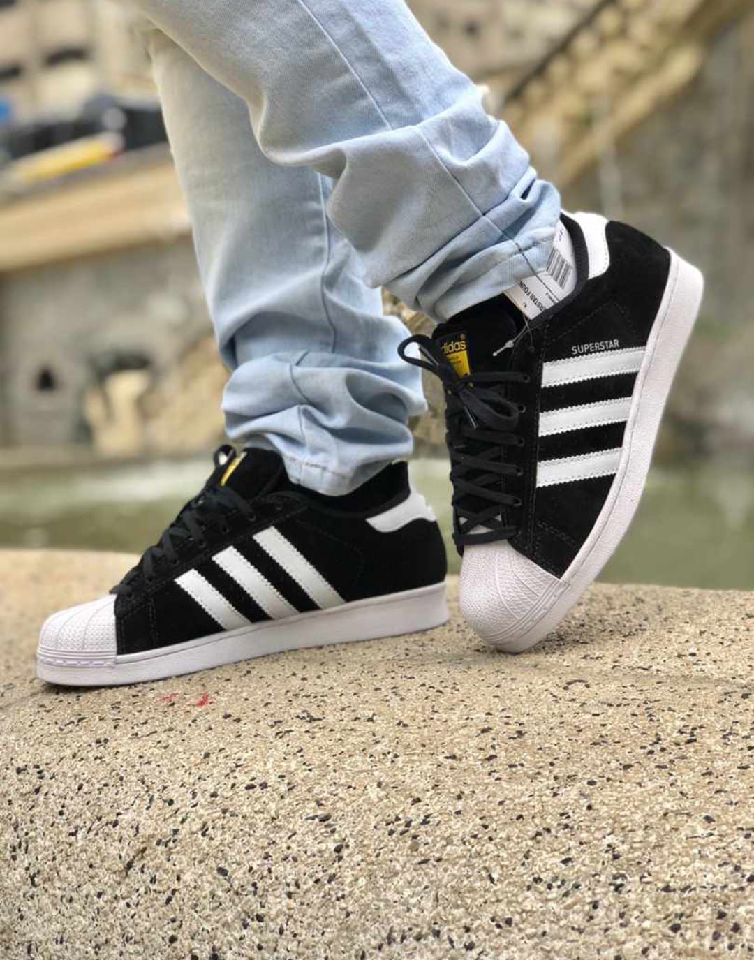 N370O SUPER STAR CONCHA NEGRO BLANCO GAMUZA - Calzado de mujer y hombre