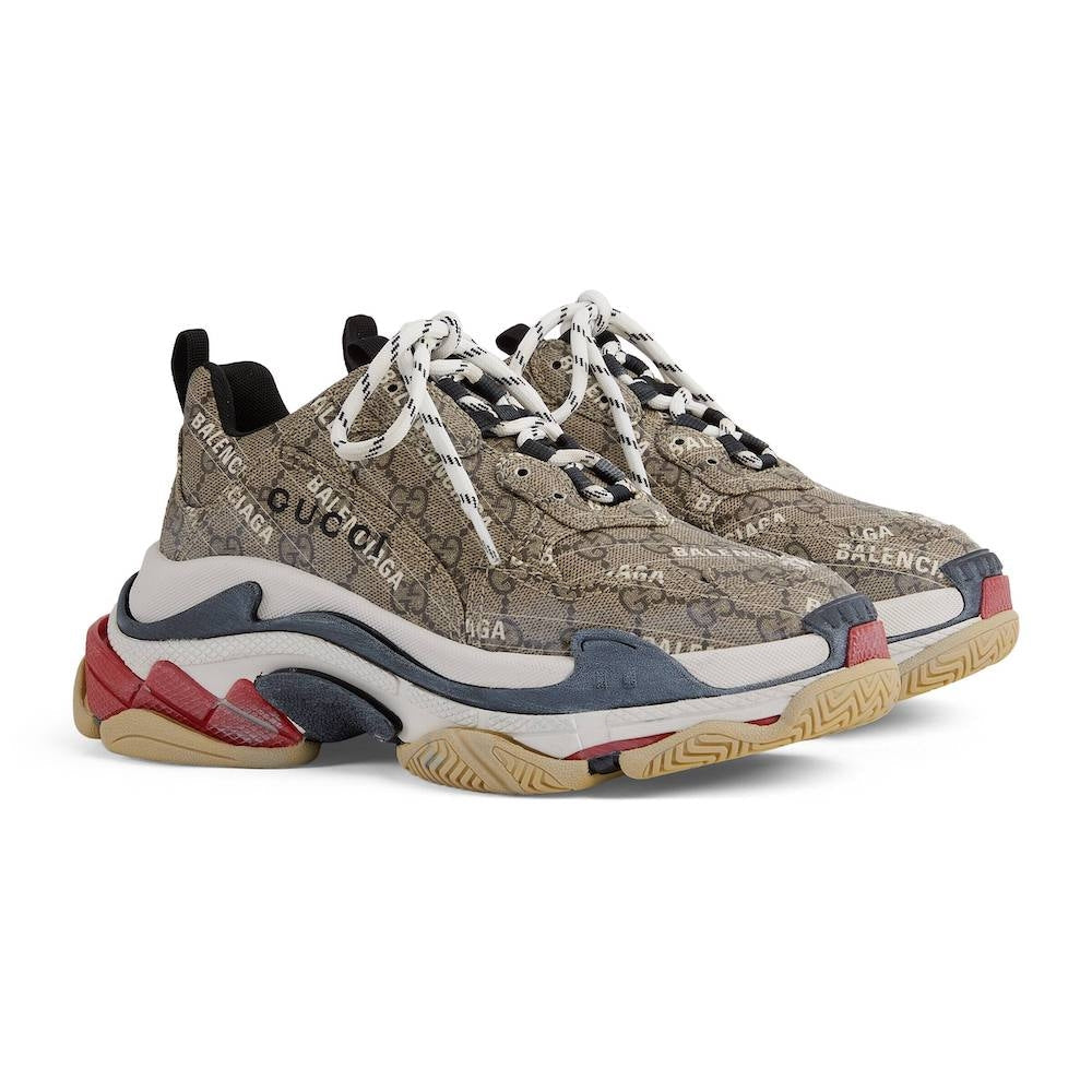 N372O BALENCIAGA Gucci x Balenciaga The Hacker Project Triple S Beige (W)