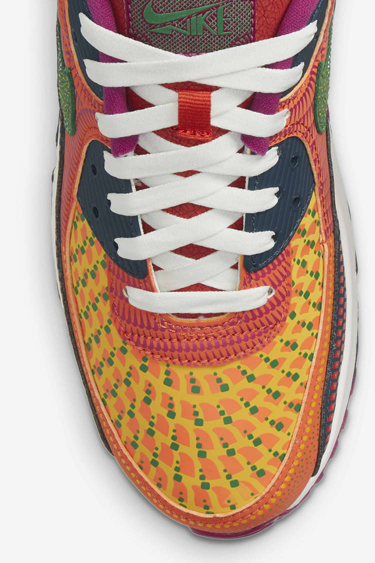 N372O Air Max 90 'Dia de los Muertos' Deep Ocean/Sail/University Gold/Cactus Flower Marathon Running Zapatos - Calzado de mujer y hombre