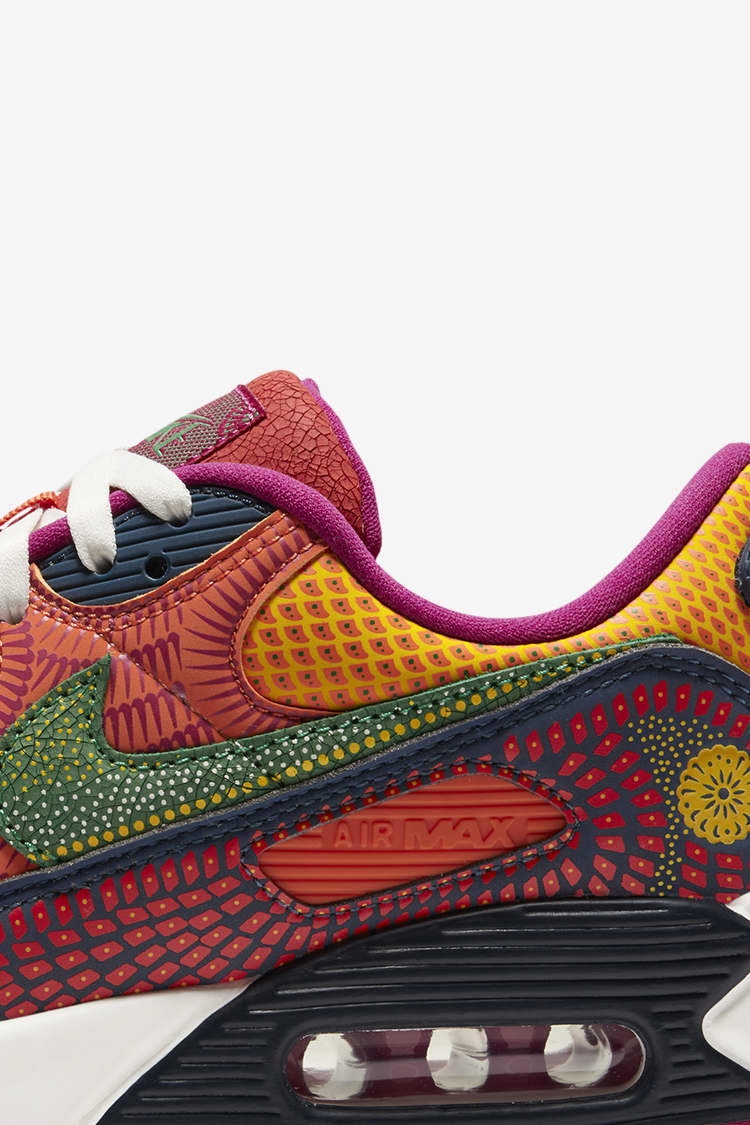 N372O Air Max 90 'Dia de los Muertos' Deep Ocean/Sail/University Gold/Cactus Flower Marathon Running Zapatos - Calzado de mujer y hombre