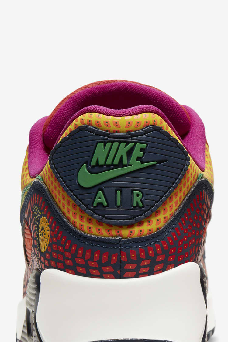 N372O Air Max 90 'Dia de los Muertos' Deep Ocean/Sail/University Gold/Cactus Flower Marathon Running Zapatos - Calzado de mujer y hombre