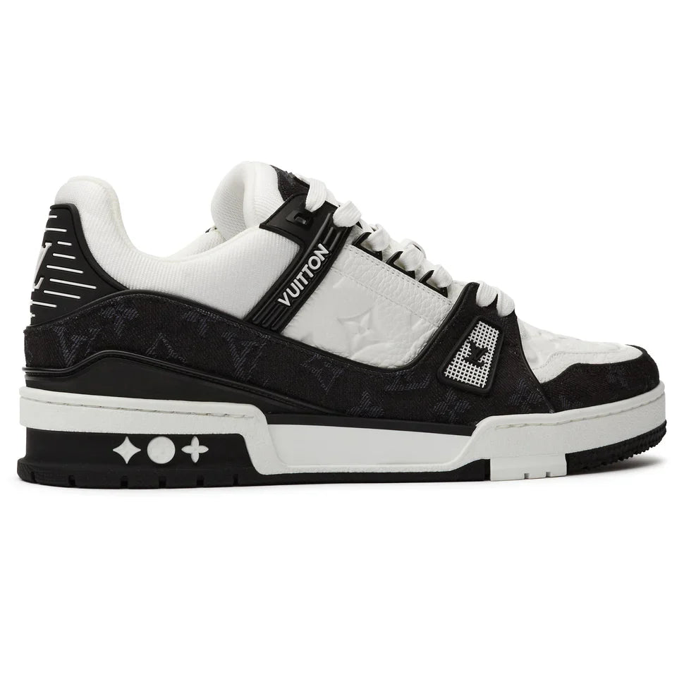 (G5) LOUIS VUITTON LV MONOGRAM BLACK DENIM SNEAKER TRAINER Negro blanco - Calzado de mujer y hombre