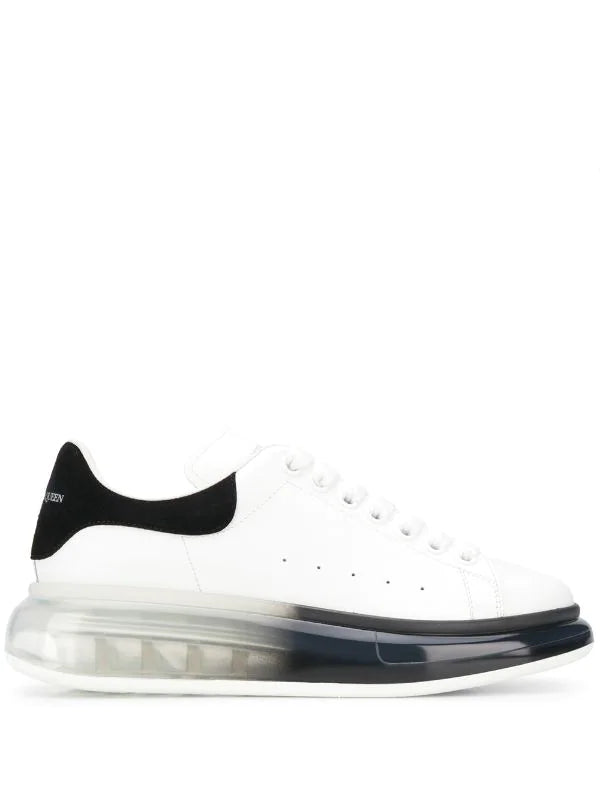 N370O Alexander Mcqueen válvula blanco negro válvula tenis bajos oversize