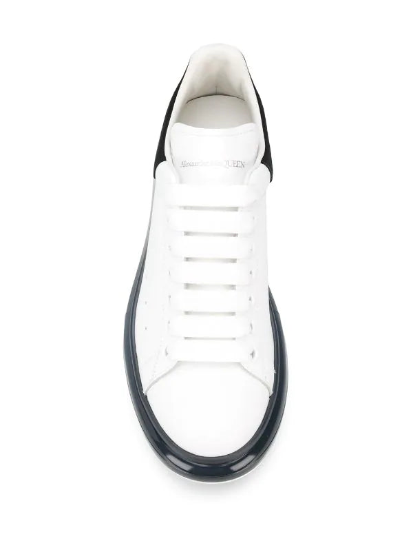 N370O Alexander Mcqueen válvula blanco negro válvula tenis bajos oversize