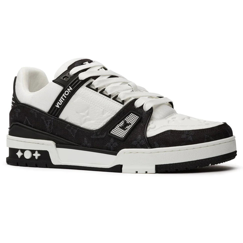 (G5) LOUIS VUITTON LV MONOGRAM BLACK DENIM SNEAKER TRAINER Negro blanco - Calzado de mujer y hombre