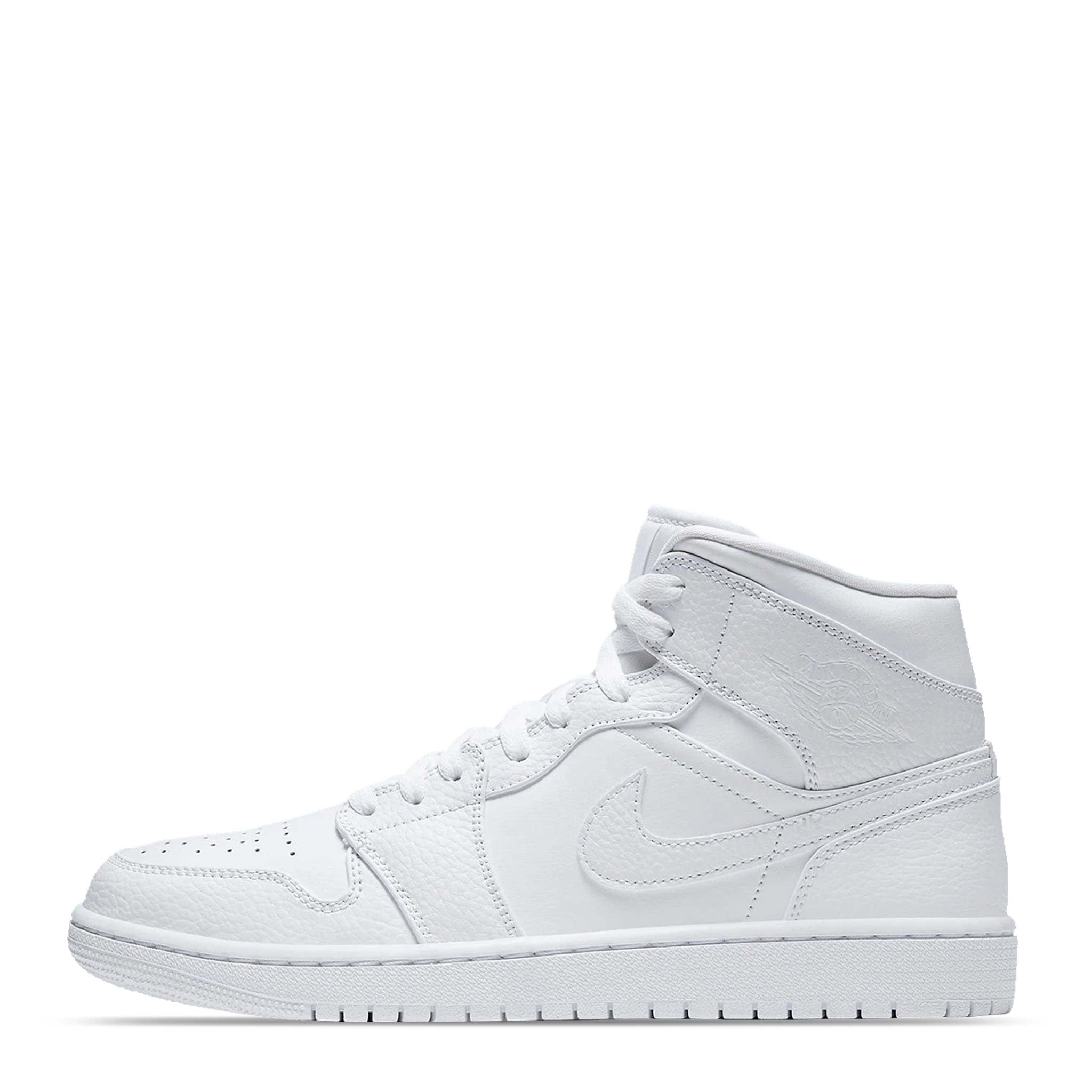 N370O Tenis Air Jordan 1 Mid Triple White - Calzado de mujer y hombre