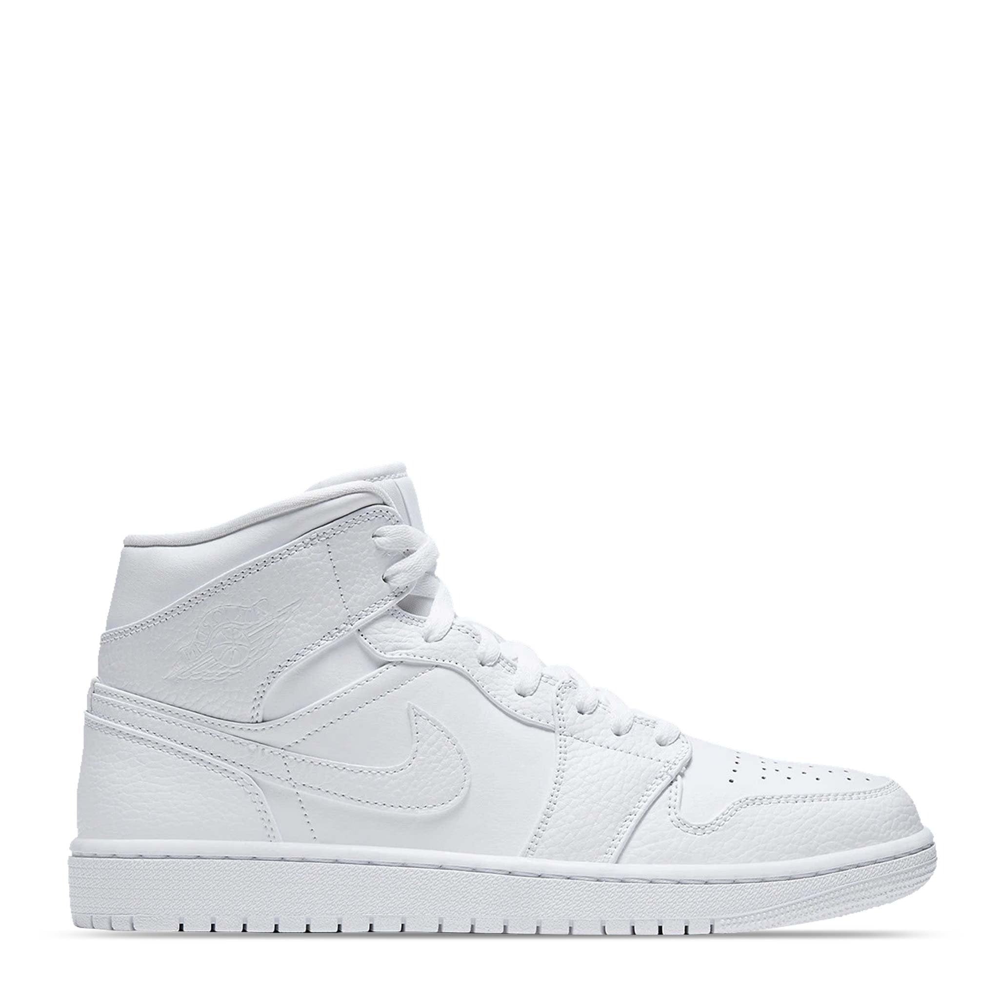 N370O Tenis Air Jordan 1 Mid Triple White - Calzado de mujer y hombre