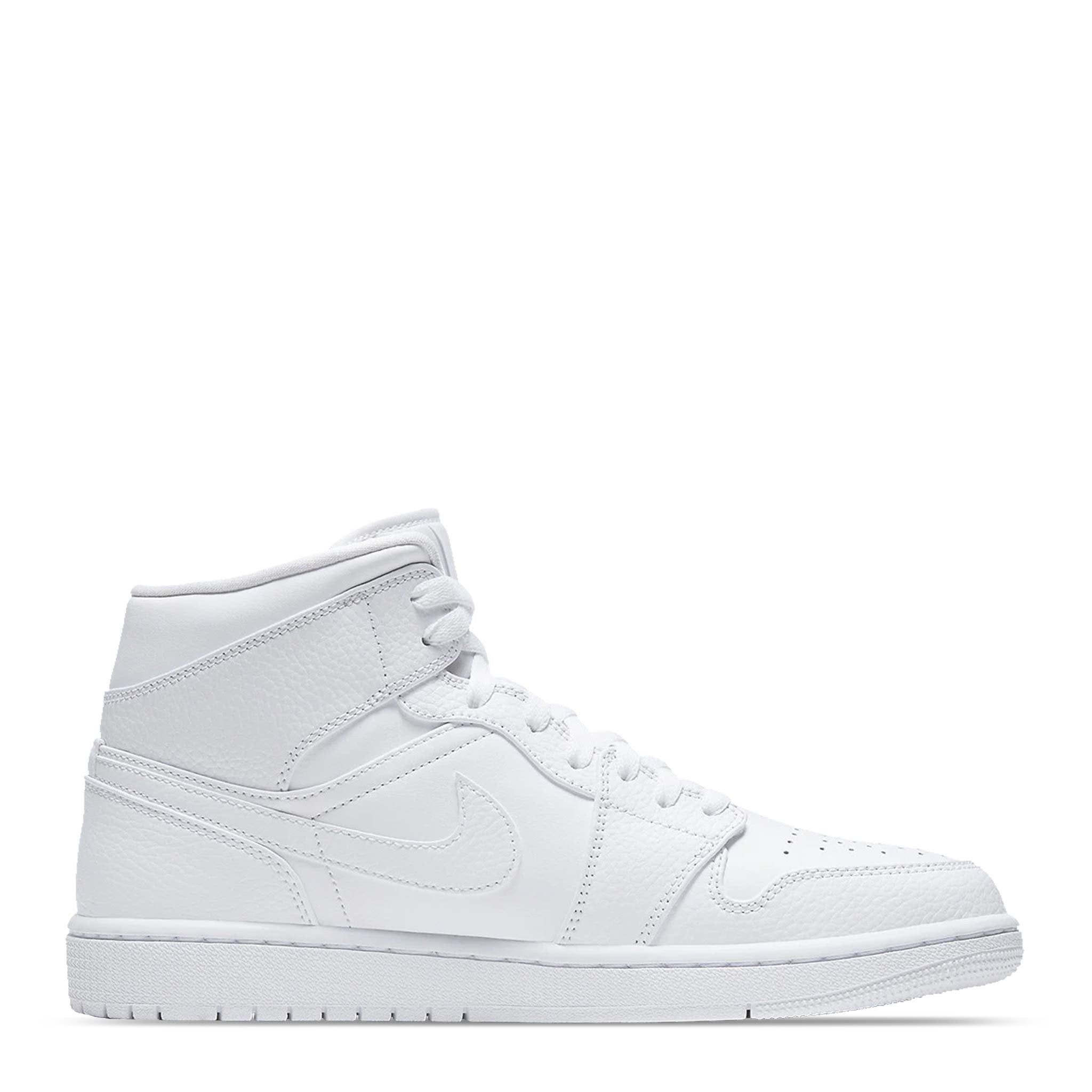 N370O Tenis Air Jordan 1 Mid Triple White - Calzado de mujer y hombre
