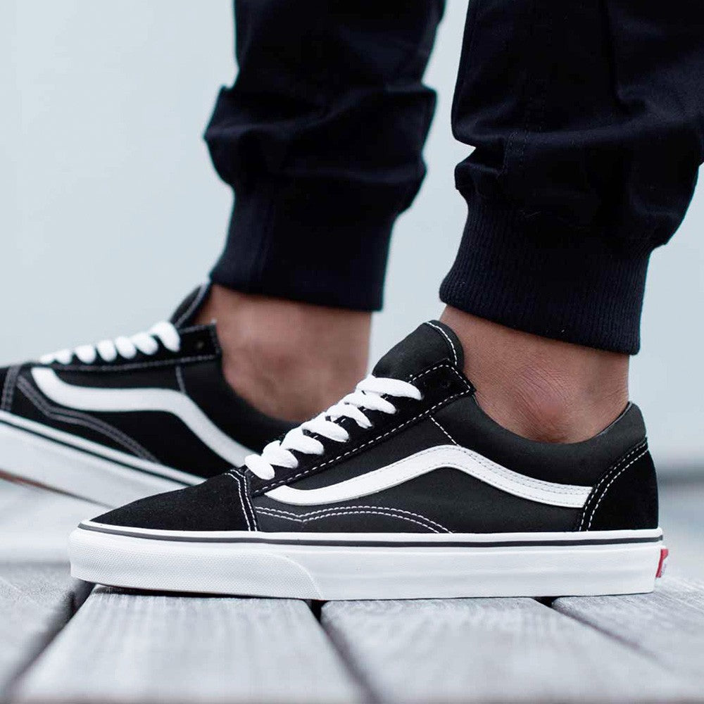 N370O Vans Tenis Vans tenis Old Skool Negro Gamuza - Calzado de mujer y hombre